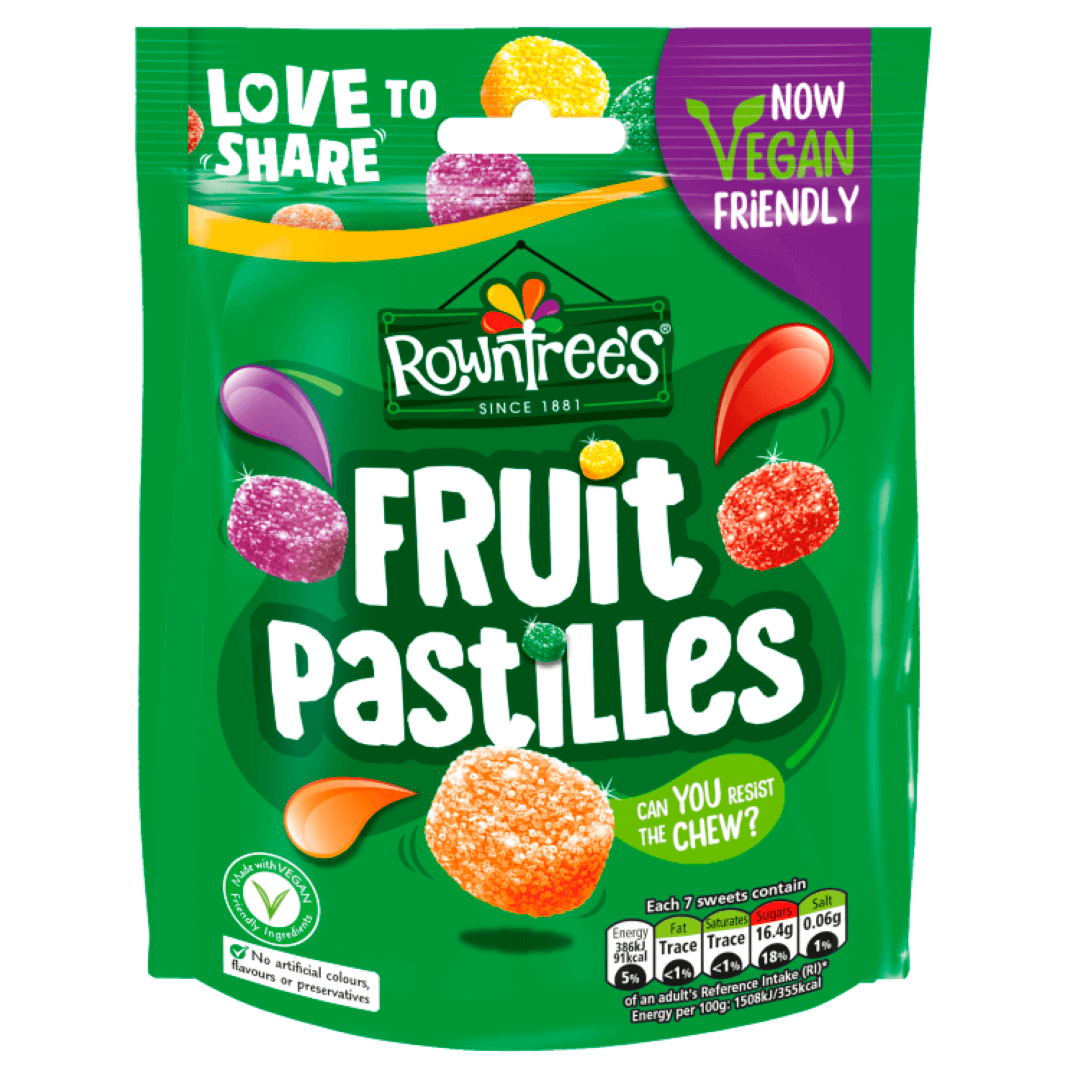 ROWNTREES FRUIT PASTILLES STRW & BLACKCURRANT 143G